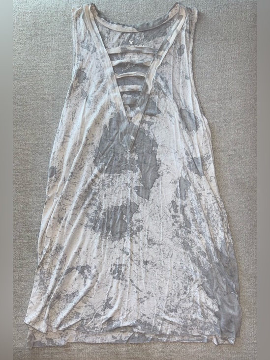 American Eagle Outfitters Tops - American Eagle Gray Stonewash Ladder Back Tank Top XS | Boho Festival Flowy Tank